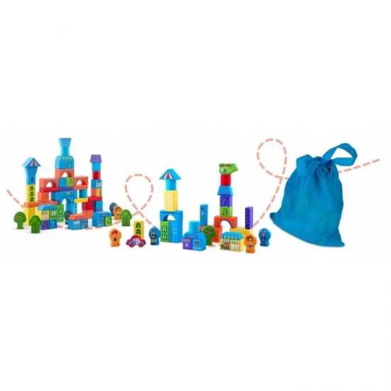 Set educational cu blocuri din lemn, 100 piese Ricokids Orasel Set educational cu blocuri din lemn, 100 piese Ricokids Orasel