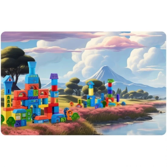 Set educational cu blocuri din lemn, 100 piese Ricokids Orasel Set educational cu blocuri din lemn, 100 piese Ricokids Orasel