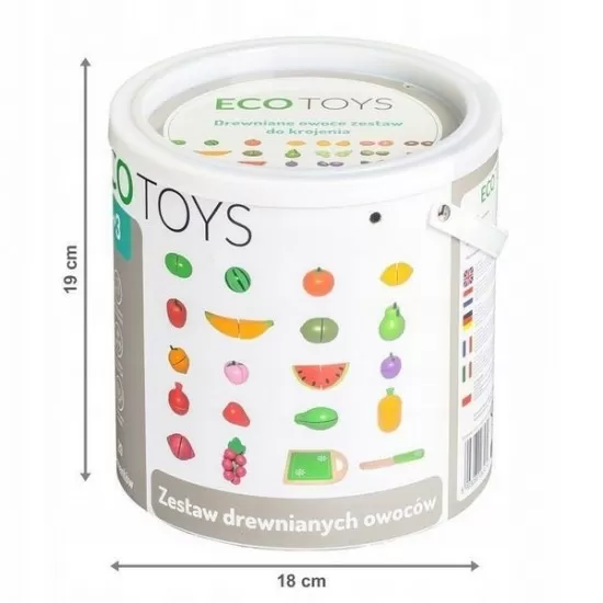 Set fructe din lemn Ecotoys 20 piese Set fructe din lemn Ecotoys 20 piese