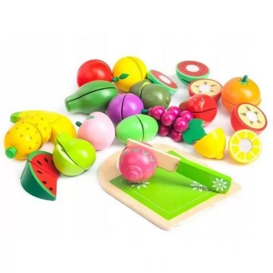 Set fructe din lemn Ecotoys 20 piese Set fructe din lemn Ecotoys 20 piese