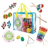 Set muzical din lemn cu 14 instrumente si geanta Ecotoys