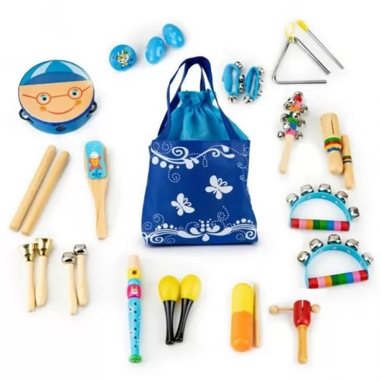 Set muzical din lemn cu 16 instrumente Ecotoys
