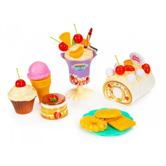 Set tort aniversar cu accesorii, 76 de elemente, Ecotoys