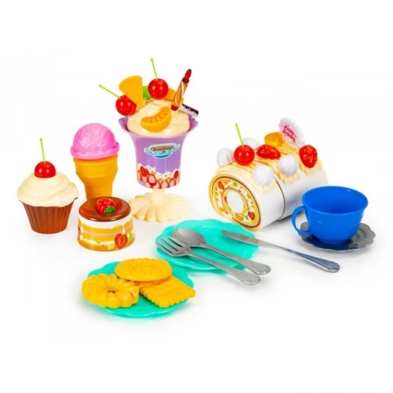 Set tort aniversar cu accesorii, 76 de elemente, Ecotoys