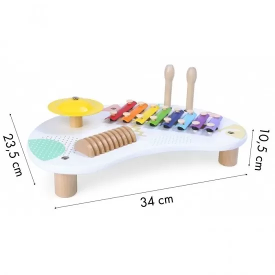 Tabla din lemn cu 3 instrumente muzicale Ecotoys Tabla din lemn cu 3 instrumente muzicale Ecotoys