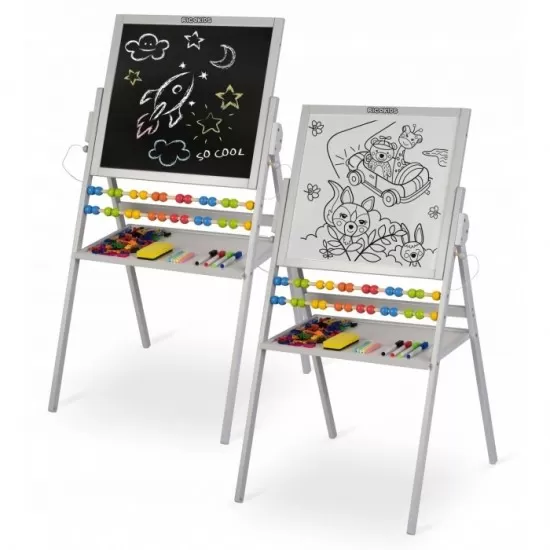 Tabla educationala cu doua fete si accesorii Ricokids RK-800, 101 x 54 x 55 cm, Gri Tabla educationala cu doua fete si accesorii Ricokids RK-800, 101 x 54 x 55 cm, Gri
