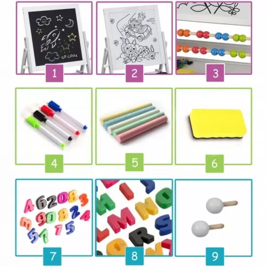 Tabla educationala cu doua fete si accesorii Ricokids RK-800, 101 x 54 x 55 cm, Gri Tabla educationala cu doua fete si accesorii Ricokids RK-800, 101 x 54 x 55 cm, Gri