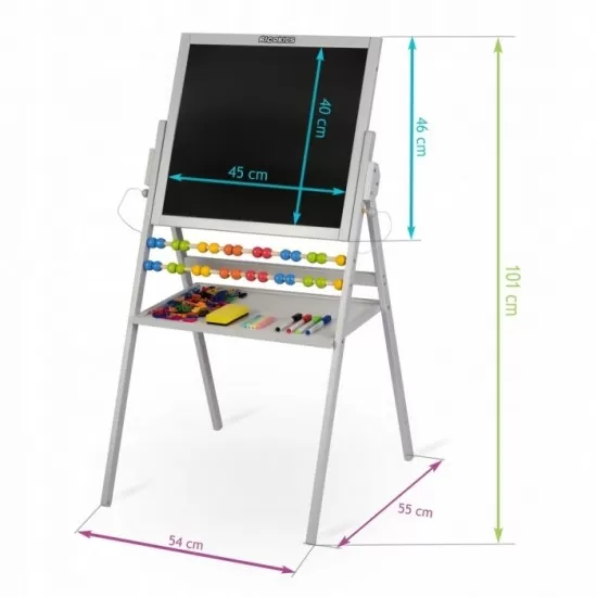 Tabla educationala cu doua fete si accesorii Ricokids RK-800, 101 x 54 x 55 cm, Gri Tabla educationala cu doua fete si accesorii Ricokids RK-800, 101 x 54 x 55 cm, Gri