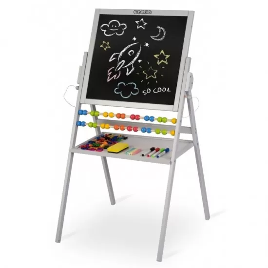 Tabla educationala cu doua fete si accesorii Ricokids RK-800, 101 x 54 x 55 cm, Gri Tabla educationala cu doua fete si accesorii Ricokids RK-800, 101 x 54 x 55 cm, Gri