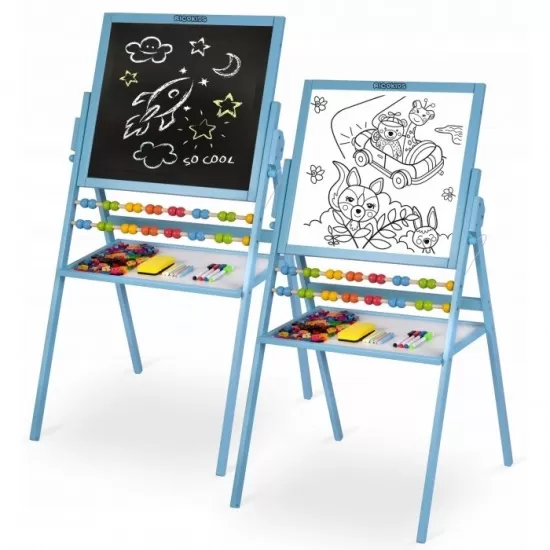 Tabla educationala cu doua fete si accesorii Ricokids RK-800, 101 x 54 x 55 cm, Albastru Tabla educationala cu doua fete si accesorii Ricokids RK-800, 101 x 54 x 55 cm, Albastru