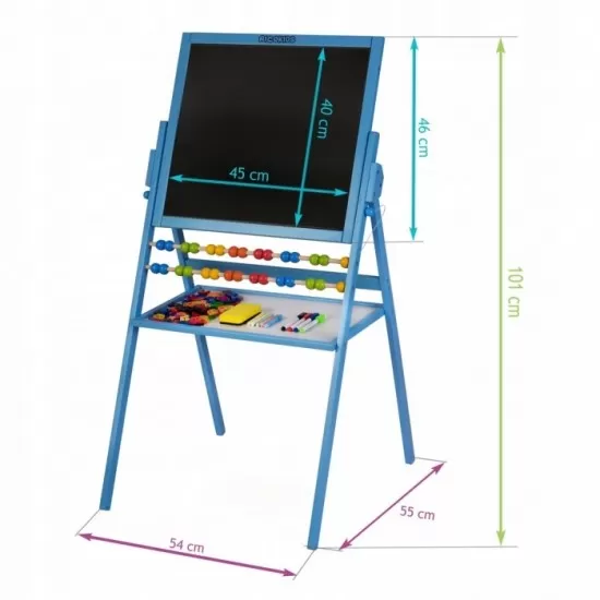 Tabla educationala cu doua fete si accesorii Ricokids RK-800, 101 x 54 x 55 cm, Albastru Tabla educationala cu doua fete si accesorii Ricokids RK-800, 101 x 54 x 55 cm, Albastru