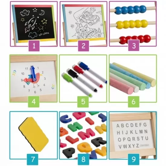 Tabla educationala cu doua fete si accesorii Ricokids RK-801, 113 x 69 x 37 cm, Multicolora Tabla educationala cu doua fete si accesorii Ricokids RK-801, 113 x 69 x 37 cm, Multicolora