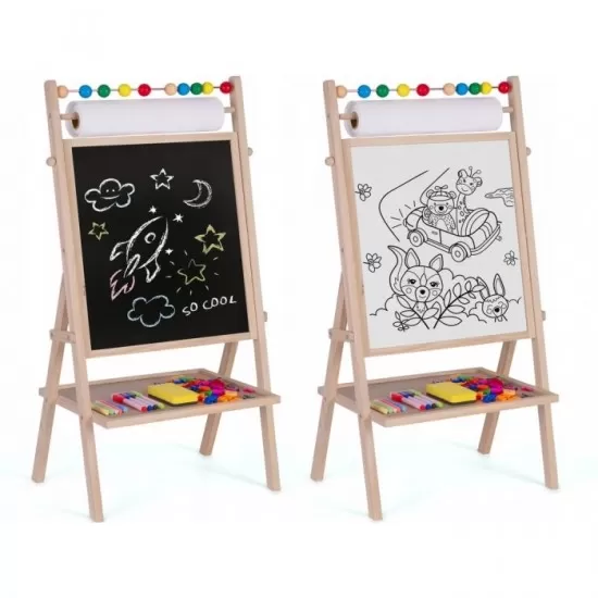 Tabla educationala cu doua fete si accesorii Ricokids RK-802, 78 x 44 x 29 cm, Natur Tabla educationala cu doua fete si accesorii Ricokids RK-802, 78 x 44 x 29 cm, Natur