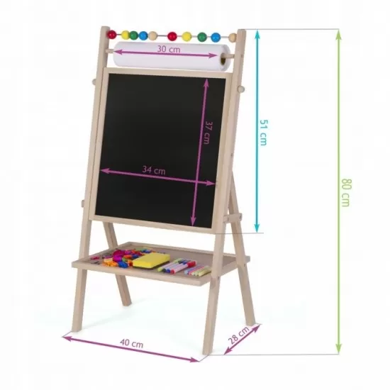 Tabla educationala cu doua fete si accesorii Ricokids RK-802, 78 x 44 x 29 cm, Natur Tabla educationala cu doua fete si accesorii Ricokids RK-802, 78 x 44 x 29 cm, Natur