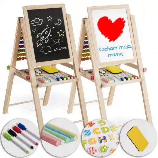 Tabla educationala cu doua fete si accesorii Ricokids RK-803, 66 x 45 x 32 cm, Natur Tabla educationala cu doua fete si accesorii Ricokids RK-803, 66 x 45 x 32 cm, Natur