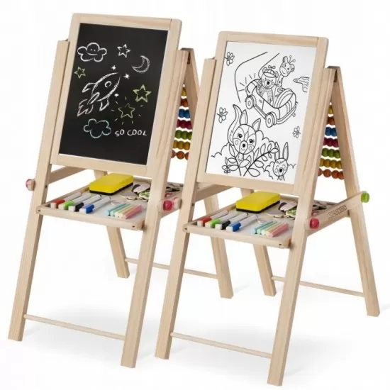 Tabla educationala cu doua fete si accesorii Ricokids RK-803, 66 x 45 x 32 cm, Natur Tabla educationala cu doua fete si accesorii Ricokids RK-803, 66 x 45 x 32 cm, Natur