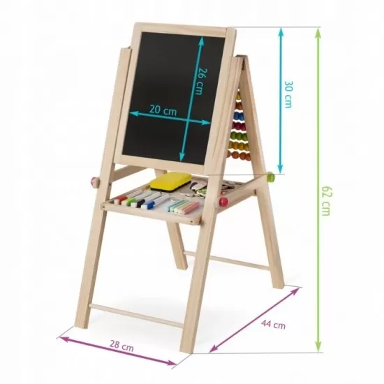 Tabla educationala cu doua fete si accesorii Ricokids RK-803, 66 x 45 x 32 cm, Natur Tabla educationala cu doua fete si accesorii Ricokids RK-803, 66 x 45 x 32 cm, Natur