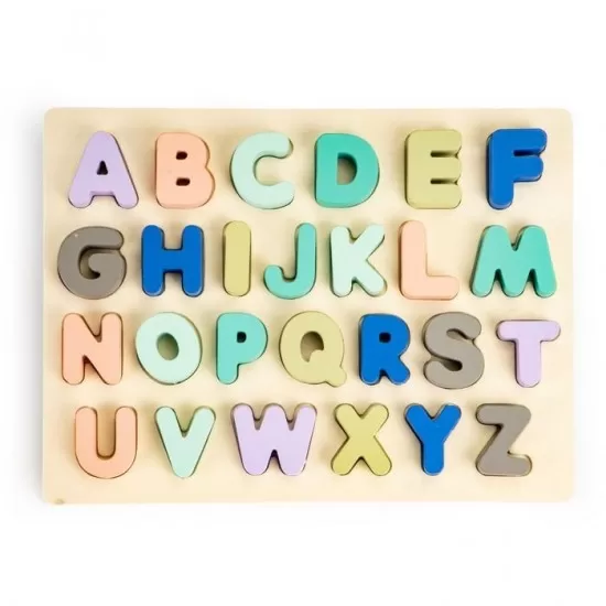 Tabla educationala din lemn cu cifre si litere - 51 de elemente Ecotoys MA4512 Tabla educationala din lemn cu cifre si litere - 51 de elemente Ecotoys MA4512