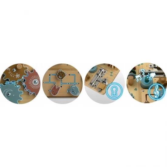 Tabla educationala din lemn cu diverse activitati, 32.5 x 24 cm, Nukido Tabla educationala din lemn cu diverse activitati, 32.5 x 24 cm, Nukido