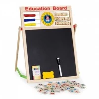 Tabla educationala din lemn cu doua fete si accesorii Ecotoys