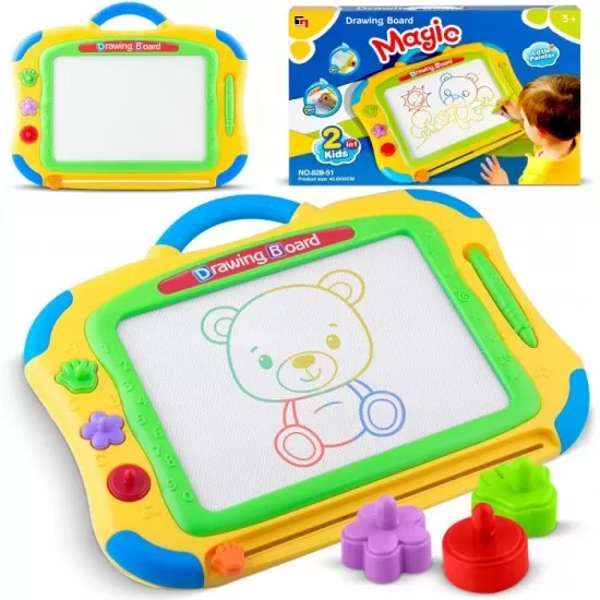 Tabla magnetica pentru desenat cu accesorii incluse Ricokids 772101 - Galben Tabla magnetica pentru desenat cu accesorii incluse Ricokids 772101 - Galben