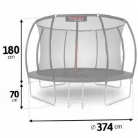 Trambulina de gradina cu plasa interioara, stalpi si scara 374 cm (12FT) Neo-Sport NS-12C231 - Negru