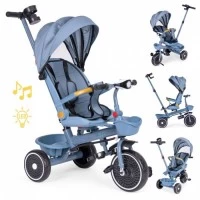 Tricicleta 2 in 1 pentru copii, scaun rotativ 360°, roti din spuma EVA, Ecotoys WQL-066-18 - Albastru