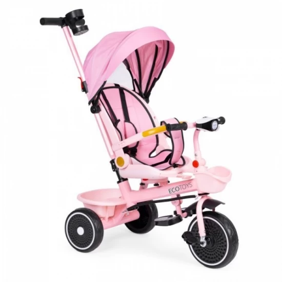 Tricicleta 2 in 1 pentru copii, scaun rotativ 360°, roti din spuma EVA, Ecotoys WQL-066-18 - Roz Tricicleta 2 in 1 pentru copii, scaun rotativ 360°, roti din spuma EVA, Ecotoys WQL-066-18 - Roz