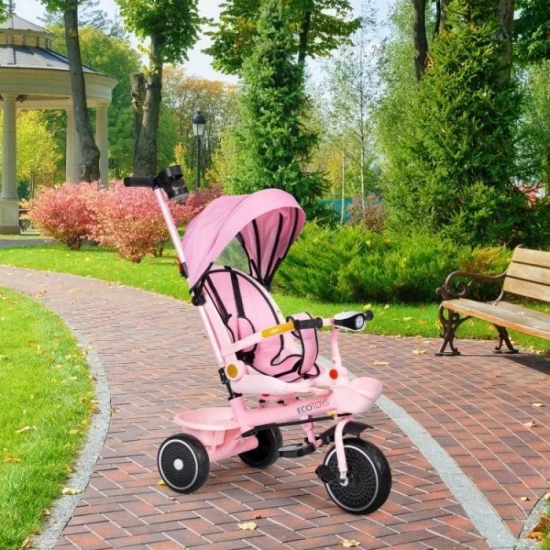Tricicleta 2 in 1 pentru copii, scaun rotativ 360°, roti din spuma EVA, Ecotoys WQL-066-18 - Roz Tricicleta 2 in 1 pentru copii, scaun rotativ 360°, roti din spuma EVA, Ecotoys WQL-066-18 - Roz