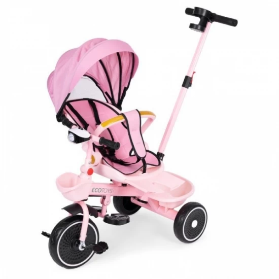 Tricicleta 2 in 1 pentru copii, scaun rotativ 360°, roti din spuma EVA, Ecotoys WQL-066-18 - Roz Tricicleta 2 in 1 pentru copii, scaun rotativ 360°, roti din spuma EVA, Ecotoys WQL-066-18 - Roz