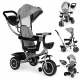 Tricicleta 2 in 1 pentru copii, scaun rotativ 360°, roti din spuma EVA, Ecotoys WQL-066-52 - Gri