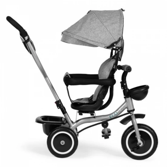 Tricicleta 2 in 1 pentru copii, scaun rotativ 360°, roti din spuma EVA, Ecotoys WQL-066-52 - Gri