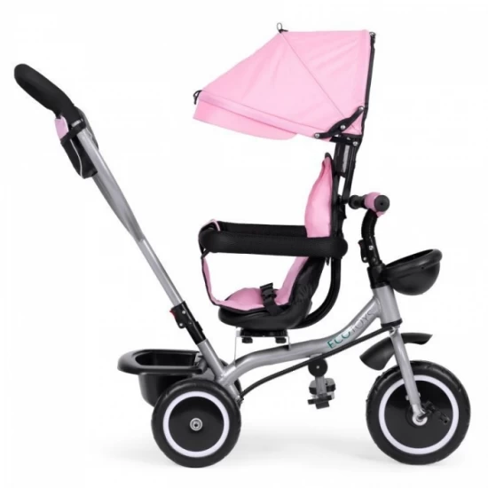 Tricicleta 2 in 1 pentru copii, scaun rotativ 360°, roti din spuma EVA, Ecotoys WQL-066-52 - Roz