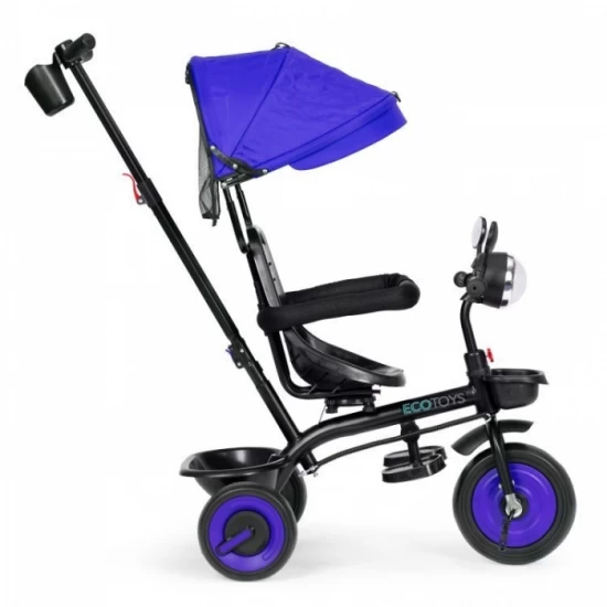 Tricicleta 3 in 1 pentru copii, scaun rotativ 360°, roti din spuma EVA, Ecotoys WQL-066-51 - Albastru
