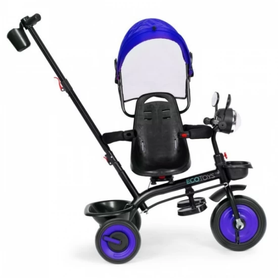 Tricicleta 3 in 1 pentru copii, scaun rotativ 360°, roti din spuma EVA, Ecotoys WQL-066-51 - Albastru