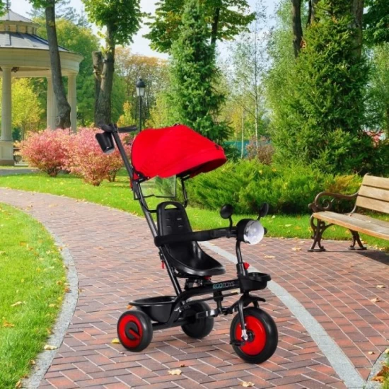 Tricicleta 3 in 1 pentru copii, scaun rotativ 360°, roti din spuma EVA, Ecotoys WQL-066-51 - Rosu
