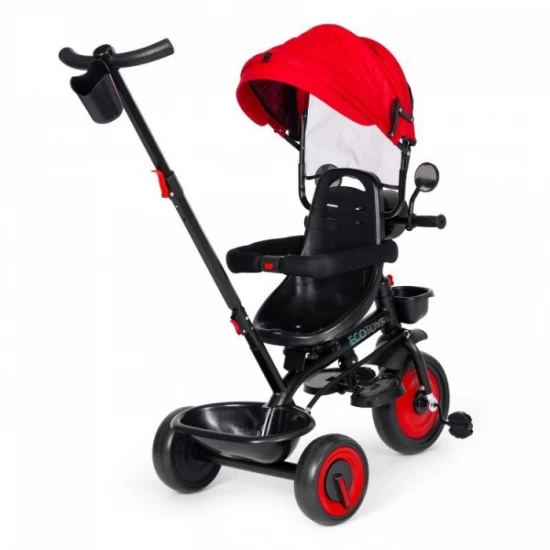 Tricicleta 3 in 1 pentru copii, scaun rotativ 360°, roti din spuma EVA, Ecotoys WQL-066-51 - Rosu
