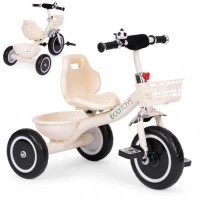 Tricicleta cu pedale pentru copii, roti din spuma EVA, Ecotoys WQL-1999 - Bej