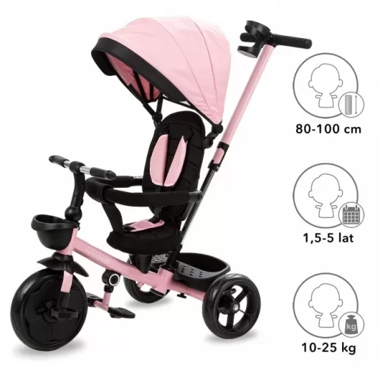 Tricicleta cu sezut rotativ si roti cu spuma EVA Kidwell Axel - Roz Tricicleta cu sezut rotativ si roti cu spuma EVA Kidwell Axel - Roz