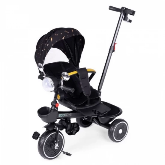 Tricicleta pentru copii, scaun rotativ 360°, roti din spuma EVA, Ecotoys WQL-186 - Negru Tricicleta pentru copii, scaun rotativ 360°, roti din spuma EVA, Ecotoys WQL-186 - Negru