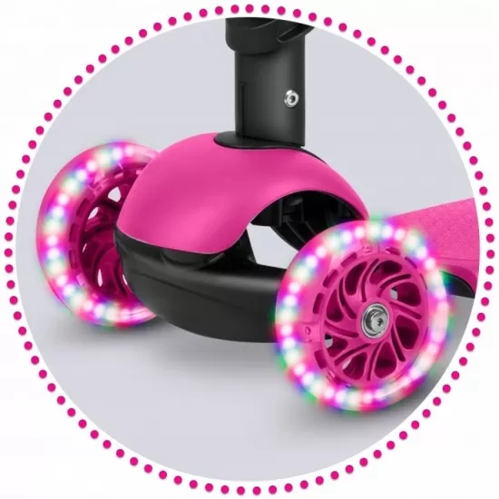 Trotineta 3 in 1 cu roti cu LED Ricokids Buggy 765300 - Roz Trotineta 3 in 1 cu roti cu LED Ricokids Buggy 765300 - Roz