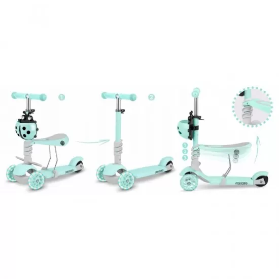 Trotineta 3 in 1 cu roti cu LED Ricokids Buggy 765301 - Mint Trotineta 3 in 1 cu roti cu LED Ricokids Buggy 765301 - Mint