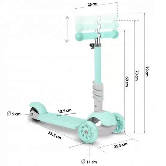Trotineta 3 in 1 cu roti cu LED Ricokids Buggy 765301 - Mint Trotineta 3 in 1 cu roti cu LED Ricokids Buggy 765301 - Mint