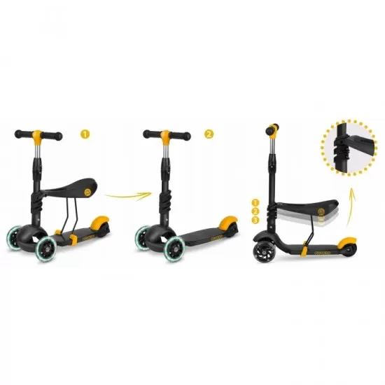Trotineta 3 in 1 cu roti cu LED Ricokids Cubi 765500 - Negru - Portocaliu Trotineta 3 in 1 cu roti cu LED Ricokids Cubi 765500 - Negru - Portocaliu