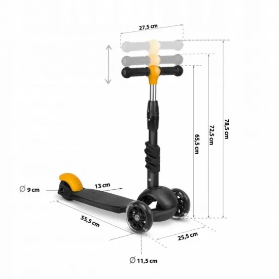 Trotineta 3 in 1 cu roti cu LED Ricokids Cubi 765500 - Negru - Portocaliu Trotineta 3 in 1 cu roti cu LED Ricokids Cubi 765500 - Negru - Portocaliu