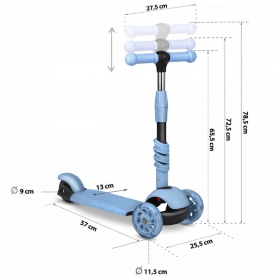 Trotineta 3 in 1 cu roti cu LED Ricokids Todi 765401 - Albastru Trotineta 3 in 1 cu roti cu LED Ricokids Todi 765401 - Albastru