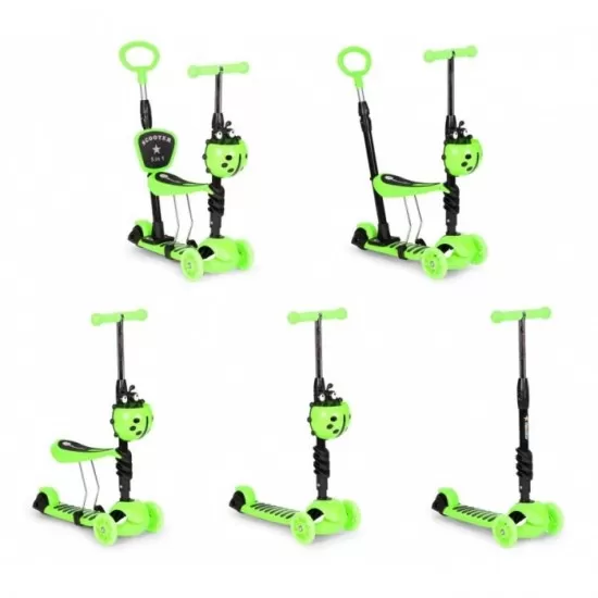 Trotineta 5 in 1 cu sezut si 3 roti cu LED Ecotoys YM-SW-6 - Verde Trotineta 5 in 1 cu sezut si 3 roti cu LED Ecotoys YM-SW-6 - Verde