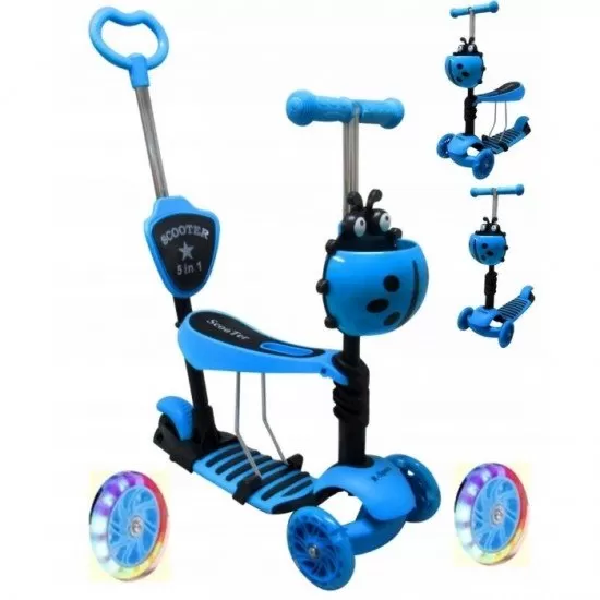 Trotineta copii 5 in 1, roti cu LED, platforma antiderapanta, JR R-Sport - Albastru Trotineta copii 5 in 1, roti cu LED, platforma antiderapanta, JR R-Sport - Albastru