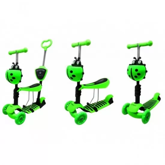 Trotineta 5 in 1, roti cu LED, platforma antiderapanta, JR R-Sport - Verde Trotineta 5 in 1, roti cu LED, platforma antiderapanta, JR R-Sport - Verde