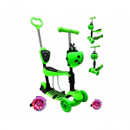 Trotineta 5 in 1, roti cu LED, platforma antiderapanta, JR R-Sport - Verde Trotineta 5 in 1, roti cu LED, platforma antiderapanta, JR R-Sport - Verde
